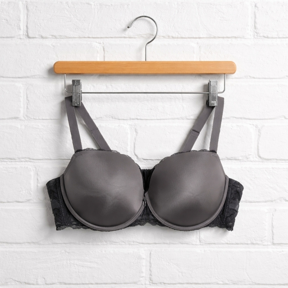 162 Torrid 44D Charcoal and Black Lace Bra